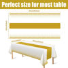Picture of OHOME 4 Pack Disposable Plastic Table Cloths for Parties,White and Gold Rectangle Table Covers for Fall Wedding Bridal Shower Birthday | Baptism Christmas Friendsgiving Party Decorations 54" x 108"