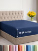 Picture of Extra Deep Twin Fitted Sheet - Hotel Luxury Single Fitted Sheet Only - Sheet Easily Fits 18 inch to 24 inch Mattress - Soft, Wrinkle Free, Breathable & Comfy Extra Deep Pockets Navy Blue Fitted Sheet