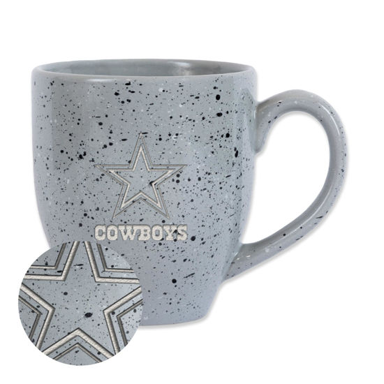 Picture of Rico Industries NFL Football Dallas Cowboys Grey 16 oz Team Color Laser Engraved Speckled Ceramic Coffee Mug