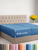 Picture of Extra Deep Split King Fitted Sheet - Hotel Luxury Single Fitted Sheet Only - Easily Fits 18 in to 24 in Mattress - Soft, Wrinkle Free, Breathable and Comfy Extra Deep Pockets Denim Blue Fitted Sheet