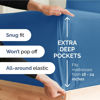 Picture of Extra Deep Twin Fitted Sheet - Hotel Luxury Single Fitted Sheet Only - Easily Fits 18 inch to 24 inch Mattress - Soft, Wrinkle Free, Breathable and Comfy - Extra Deep Pockets Denim Blue Fitted Sheet