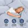 Picture of Extra Deep Full Fitted Sheet - Hotel Luxury Single Fitted Sheet Only - Sheet Easily Fits 18 inch to 24 inch Mattress - Soft, Wrinkle Free, Breathable And Comfy Extra Deep Pockets Sky Blue Fitted Sheet