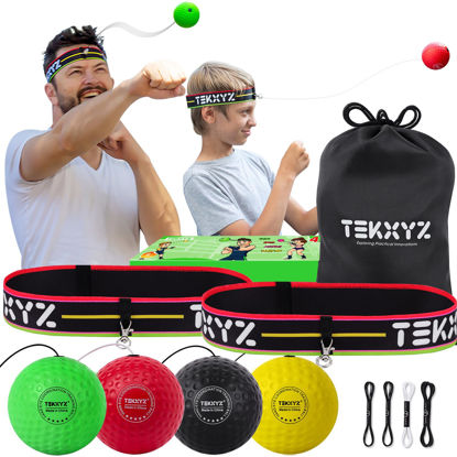 Picture of TEKXYZ Boxing Ball Family Pack, 2 Adjustable Headbands + 2 Novice Balls + 1 Veteran Ball + 1 Boxer Ball and More