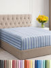 Picture of Extra Deep Twin Fitted Sheet - Hotel Luxury Single Fitted Sheet Only - Easily Fits 18 inch to 24 inch Mattress - Soft, Wrinkle Free, Breathable And Comfy - Extra Deep Pockets Blue Striped Fitted Sheet