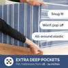 Picture of Extra Deep Twin Fitted Sheet - Hotel Luxury Single Fitted Sheet Only - Easily Fits 18 inch to 24 inch Mattress - Soft, Wrinkle Free, Breathable And Comfy - Extra Deep Pockets Blue Striped Fitted Sheet