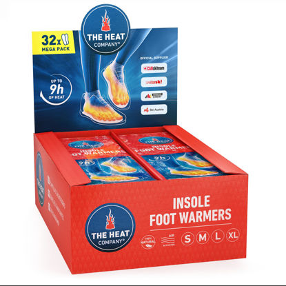 Picture of THE HEAT COMPANY Insole Foot Warmers - 32 Pairs - 9h of Extra Warmth - Instant Heat - Air Activated Heated Insoles - Purely Natural - Toe Warmers & Foot Warmers for Feet for Men and Women - Large