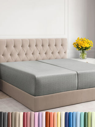 Picture of CGK Unlimited Extra Deep Split King Fitted Sheet - Hotel Luxury Single Fitted Sheet - Easily Fits 18 inch to 24 inch Mattress - Soft, Wrinkle Free & Breathable Heathered Grey Fitted Sheet