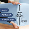 Picture of Extra Deep Full Fitted Sheet - Hotel Luxury Single Fitted Sheet Only - Easily Fits 18 inch to 24 inch Mattress - Soft, Wrinkle Free, Breathable and Comfy - Extra Deep Pockets Light Blue Fitted Sheet
