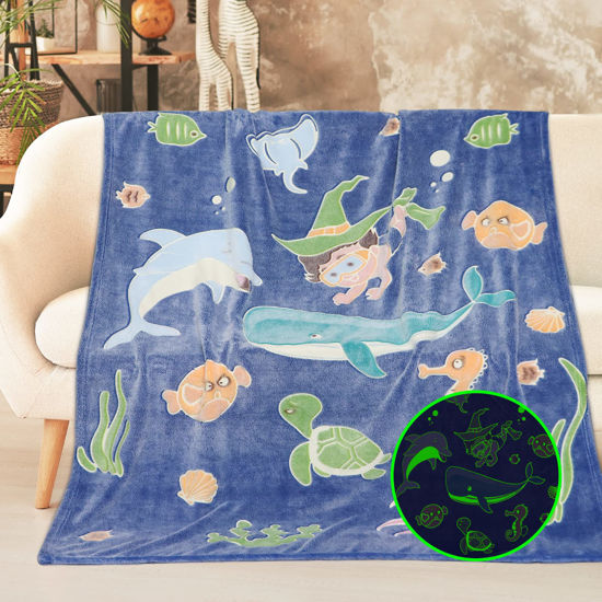 Picture of Gitrat Fleece Blanket Throw Blue Toddler Boy Blankets Soft Plush Throw Blankets for Kids 50"x60"