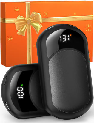 Picture of Hotdot Rechargeable Hand Warmers Box, LED Display Real-Time Battery and Temperature, 2 Pack Portable Electric Hand Warmer, Men Women Gifts for Christmas, Hunting, Camping Black