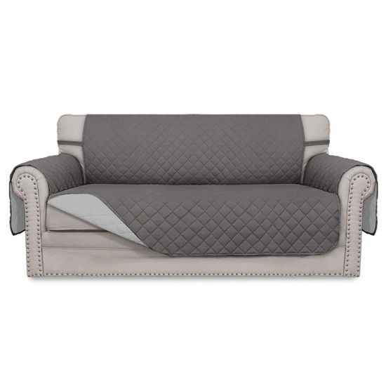 Picture of Easy-Going Sofa Slipcover Reversible Loveseat Sofa Cover Couch Cover for 2 Cushion Couch Furniture Protector with Elastic Straps for Pets Kids Dog Cat (Oversized Loveseat, Gray/Light Gray)
