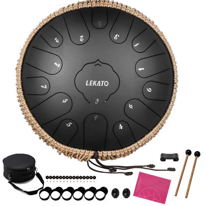 Picture of Steel Tongue Drum 13 Inch 15 Notes, LEKATO Steel Drum C Key Beginner/Professional Zen Drum Percussion for Meditation Yoga Musical Education, Best Gift for Adult& Kids