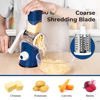 Picture of X Home Rotary Cheese Grater for Kitchen, Shredder with 3 Interchangeable Blades, Rotary Grater with Handle and Strong Suction Base, for Vegetables, Fruit, Nuts, Easy to Use and Clean, Dark Blue
