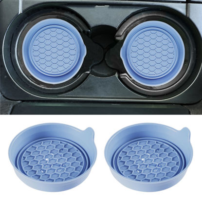 Picture of Amooca Car Cup Coaster Universal Automotive Waterproof Non-Slip Cup Holders Sift-Proof Spill Holder Car Interior Accessories 2 Pack Gray Blue
