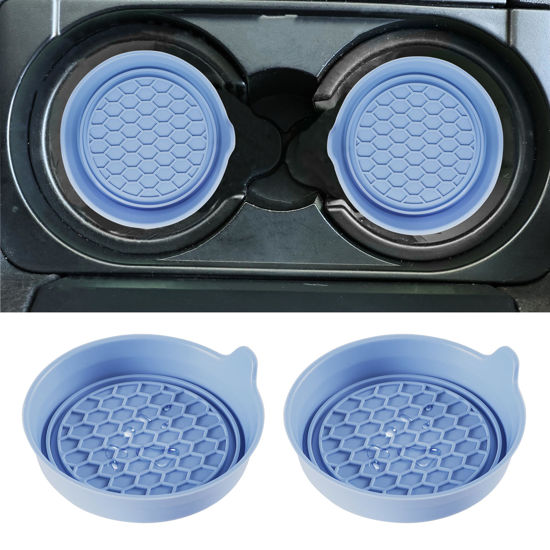 Picture of Amooca Car Cup Coaster Universal Automotive Waterproof Non-Slip Cup Holders Sift-Proof Spill Holder Car Interior Accessories 2 Pack Gray Blue