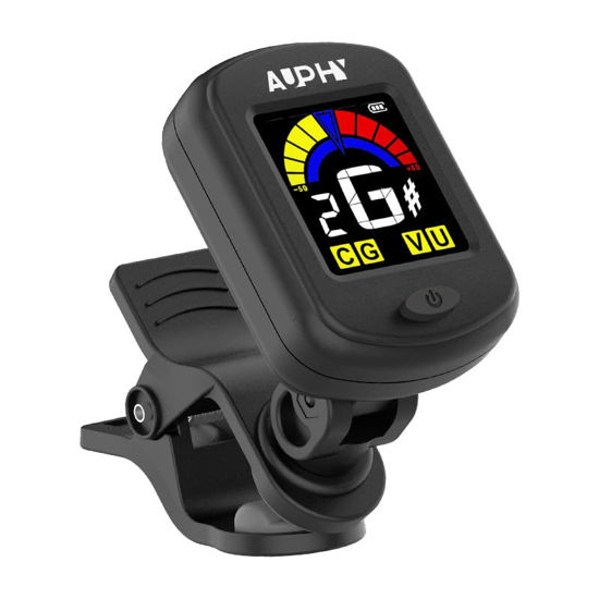 Picture of AUPHY Rechargeable Guitar Tuner Clip-on Tuner, Built-in Lithium Battery - With Guitar, Ukulele, Violin & Chromatic Tuning Modes (Type-C cable not included)