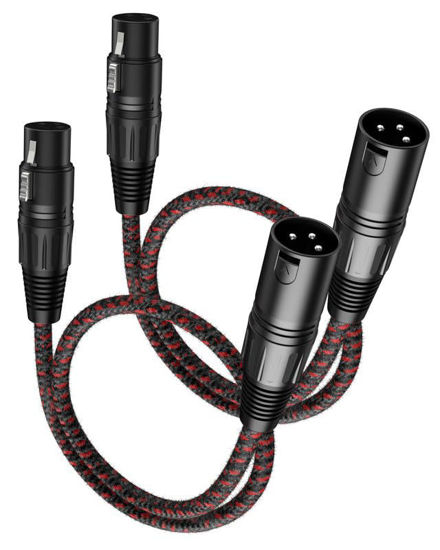 Picture of VANDESAIL XLR Cables 2 ft 2 Pack, Premium XLR Male to Female Microphone Patch Cables 3 Pin Mic Cords DMX512 Cable Compatible with Speakers, Mixer, Stage Light