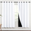 Picture of NICETOWN 100% Blackout Window Curtain Panels, Full Light Blocking Drapes with Black Liner for Nursery, 72-inch Drop Thermal Insulated Draperies (White, 2 Pieces, 70-inch Wide Per Panel)
