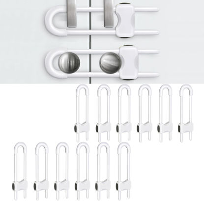 Picture of Baby Proofing Cabinets,Cabinet Locks for Babies,12 Pack U-Shaped Child Locks for Cabinets, Child Proof Cabinet Latches,Child Safety Cabinet Locks with Adjustable by SPISPI (White)