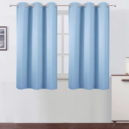 Picture of LEMOMO Sky Blue Blackout Curtains/38 x 54 Inch/Set of 2 Panels Thermal Insulated Room Darkening Curtains for Bedroom