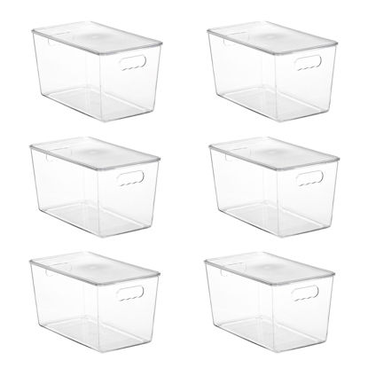Picture of Vtopmart 6 Pack Clear Stackable Storage Bins with Lids,XLarge Plastic Containers with Handle for Pantry Organizer and Storage,Perfect for Kitchen,Fridge,Cabinet, Closet,Bathroom Organization