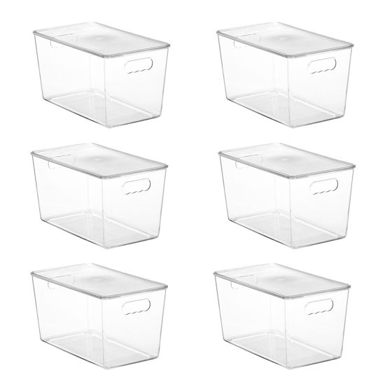 Picture of Vtopmart 6 Pack Clear Stackable Storage Bins with Lids,XLarge Plastic Containers with Handle for Pantry Organizer and Storage,Perfect for Kitchen,Fridge,Cabinet, Closet,Bathroom Organization