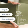 Picture of Extra Deep King Fitted Sheet - Hotel Luxury Single Fitted Sheet Only - Easily Fits 18 inch to 24 inch Mattress - Soft, Wrinkle Free, Breathable and Comfy - Extra Deep Pockets Sage Green Fitted Sheet