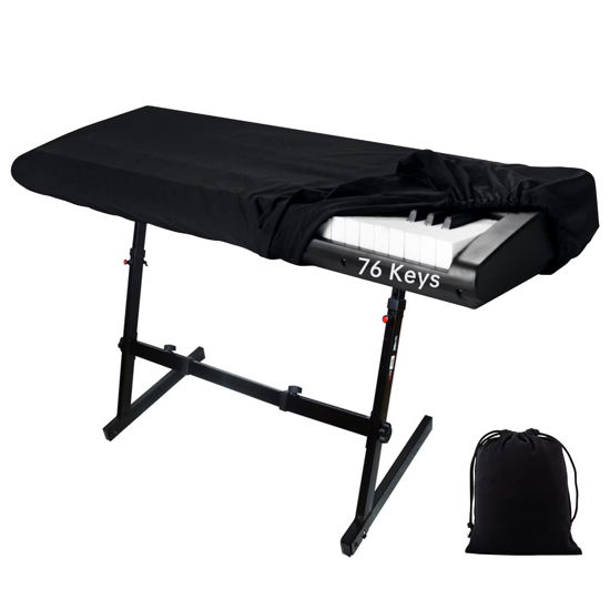Picture of Piano Keyboard Cover, 76 Keys Piano Music Keyboard Dirt Proof Cover, Stretchy Electronic Keyboard Piano Cover, Electronic Keyboard Cover With Durable Elastic & Cord Lock, Black