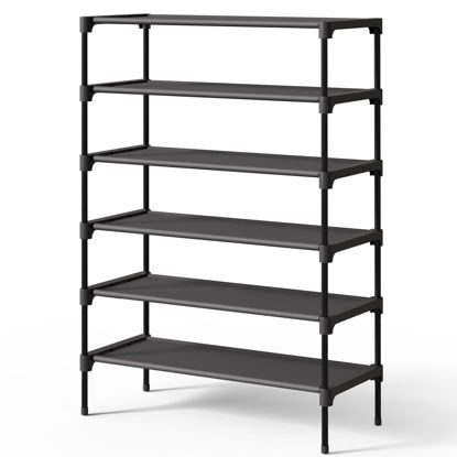 Picture of Kitsure Shoe Rack - Premium Non-Woven Shoe Rack Shelf, Shoe Organizer for Closet, Entryway, Garage & Corridor, Sturdy & Durable Long Stackable Shoe Shelves, 3X-Large, Black