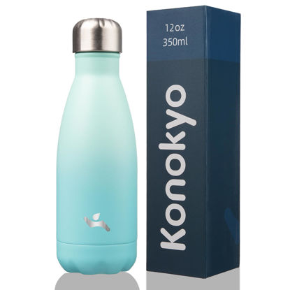 Picture of Konokyo Insulated Water Bottles,12 oz Double Wall Stainless Steel Vacumm Metal Flask for Sports Travel,Mint