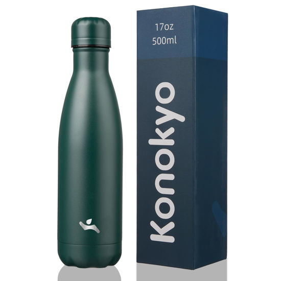 Picture of Konokyo Insulated Water Bottles,17 oz Double Wall Stainless Steel Vacumm Metal Flask for Sports Travel,Army Green
