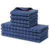 Picture of Homaxy Kitchen Towels and Dishcloths Set, 12 x 12 and 13 x 28 Inches, Set of 8 Bulk Cotton Terry Kitchen Towels Set, Checkered Designed, Soft and Super Absorbent Dish Towels, Navy Blue