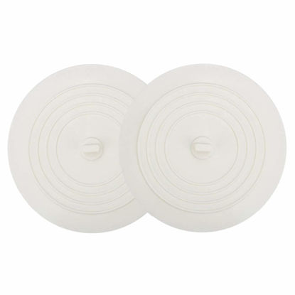 Picture of V-TOP Tub Stopper 2 Pack, 6 inches Large Silicone Drain Plug Hair Stopper Flat Suction Cover for Kitchen Bathroom and Laundry