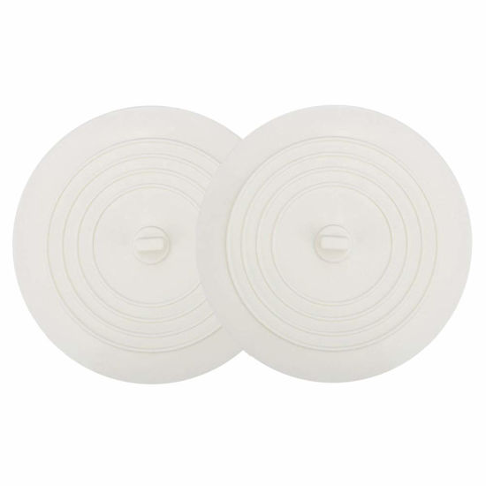 Picture of V-TOP Tub Stopper 2 Pack, 6 inches Large Silicone Drain Plug Hair Stopper Flat Suction Cover for Kitchen Bathroom and Laundry