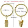 Picture of AMZSEVEN 90 Pack Curtain Rings with Clips, Drapery Clips with Rings, Drapes Rings 1.26 in Interior Diameter, Fits up to 1 in Curtain Rod, Gold Color
