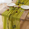 Picture of Keketo Spring Moss Green Cheesecloth Table Runner Gauze 120 Inch 10 FT Rustic Boho Cheese Cloth Runner for Wedding Baby Shower Bridal Shower Birthday Party Long Sheer Easter Home Decorations