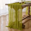Picture of Keketo Spring Moss Green Cheesecloth Table Runner Gauze 120 Inch 10 FT Rustic Boho Cheese Cloth Runner for Wedding Baby Shower Bridal Shower Birthday Party Long Sheer Easter Home Decorations