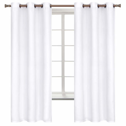 Picture of BGment Room Darkening Curtains 63 Inches Long - Grommet Thermal Insulated Drapes Window Treatment Curtains for Bedroom, 2 Panels, 42 x 63 Inch, Pure White