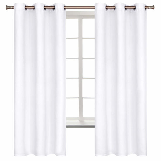 Picture of BGment Room Darkening Curtains 63 Inches Long - Grommet Thermal Insulated Drapes Window Treatment Curtains for Bedroom, 2 Panels, 42 x 63 Inch, Pure White