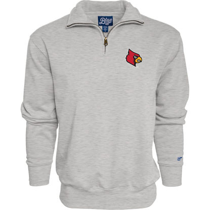Picture of Blue 84 Men's Louisville Cardinals Quarter Zip Sweatshirt Icon Grey, Grey, Medium