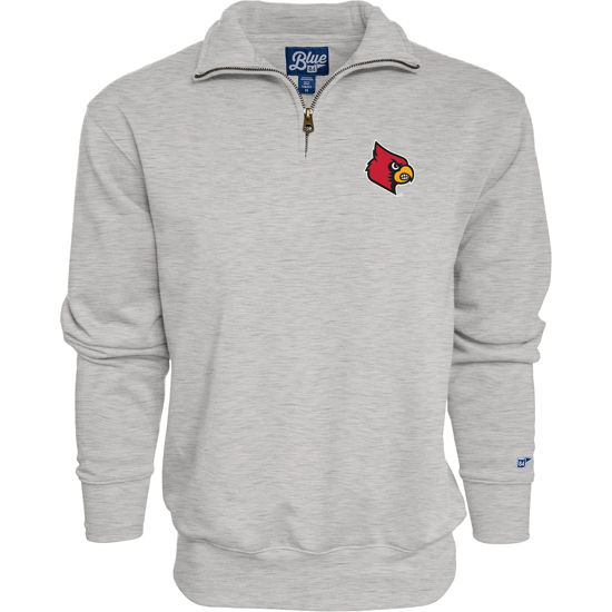 Picture of Blue 84 Men's Louisville Cardinals Quarter Zip Sweatshirt Icon Grey, Grey, Medium