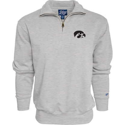 Picture of Blue 84 Men's Iowa Hawkeyes Quarter Zip Sweatshirt Icon Grey, Grey, X-Large