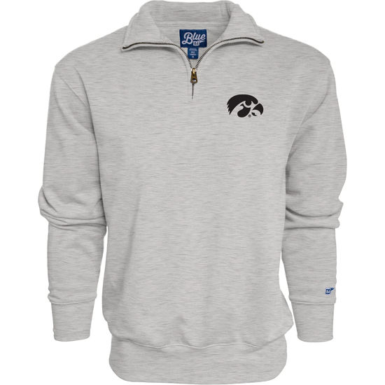 Picture of Blue 84 Men's Iowa Hawkeyes Quarter Zip Sweatshirt Icon Grey, Grey, X-Large