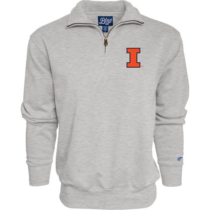 Picture of Blue 84 Men's Illinois Illini Quarter Zip Sweatshirt Icon Grey, Grey, XX-Large