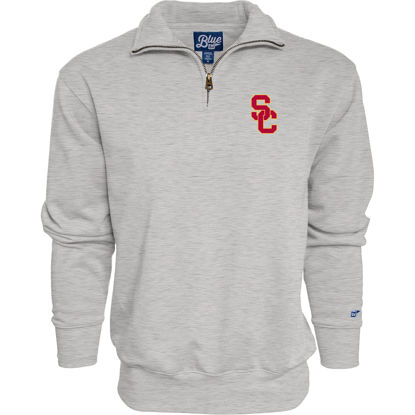 Picture of Blue 84 Men's USC Trojans Quarter Zip Sweatshirt Icon Grey, Grey, Medium