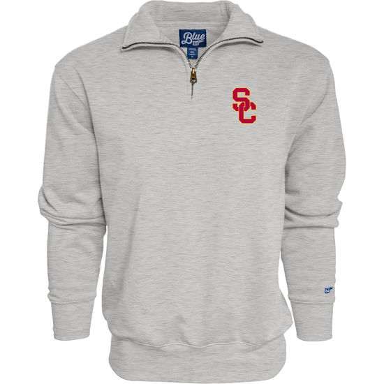 Picture of Blue 84 Men's USC Trojans Quarter Zip Sweatshirt Icon Grey, Grey, Medium