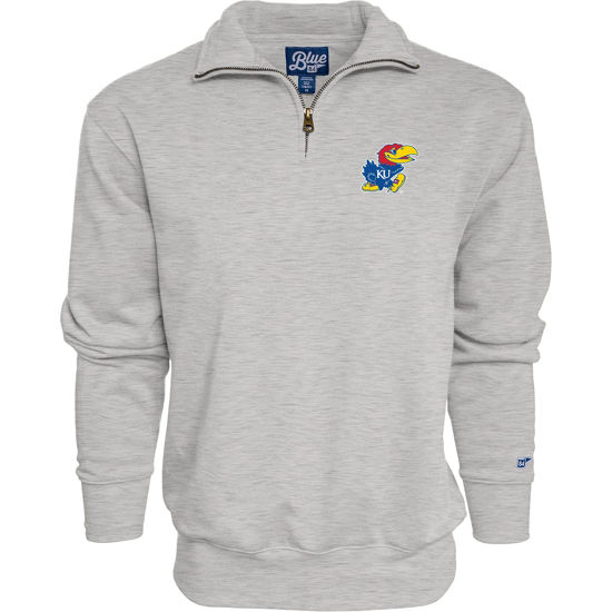 Picture of Blue 84 Men's Kansas Jayhawks Quarter Zip Sweatshirt Icon Grey, Grey, X-Large