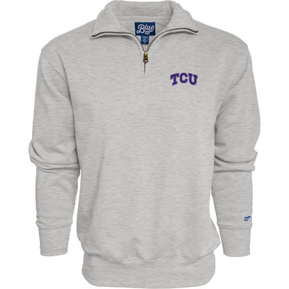 Picture of Blue 84 Men's TCU Horned Frogs Quarter Zip Sweatshirt Icon Grey, Grey, Small