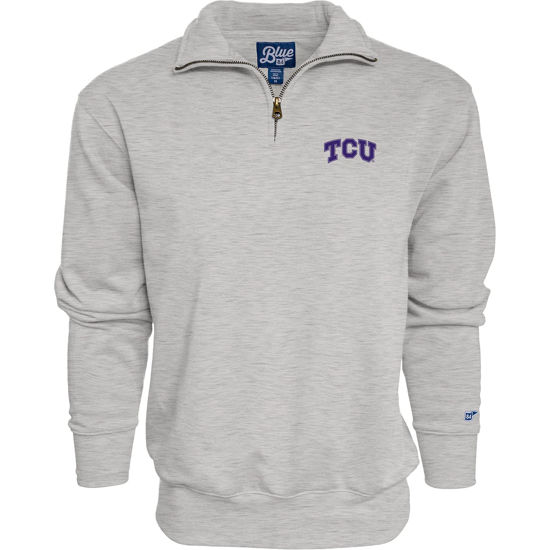 Picture of Blue 84 Men's TCU Horned Frogs Quarter Zip Sweatshirt Icon Grey, Grey, Small