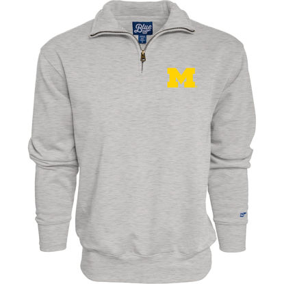 Picture of Blue 84 Men's Michigan Wolverines Quarter Zip Sweatshirt Icon Grey, Grey, Large